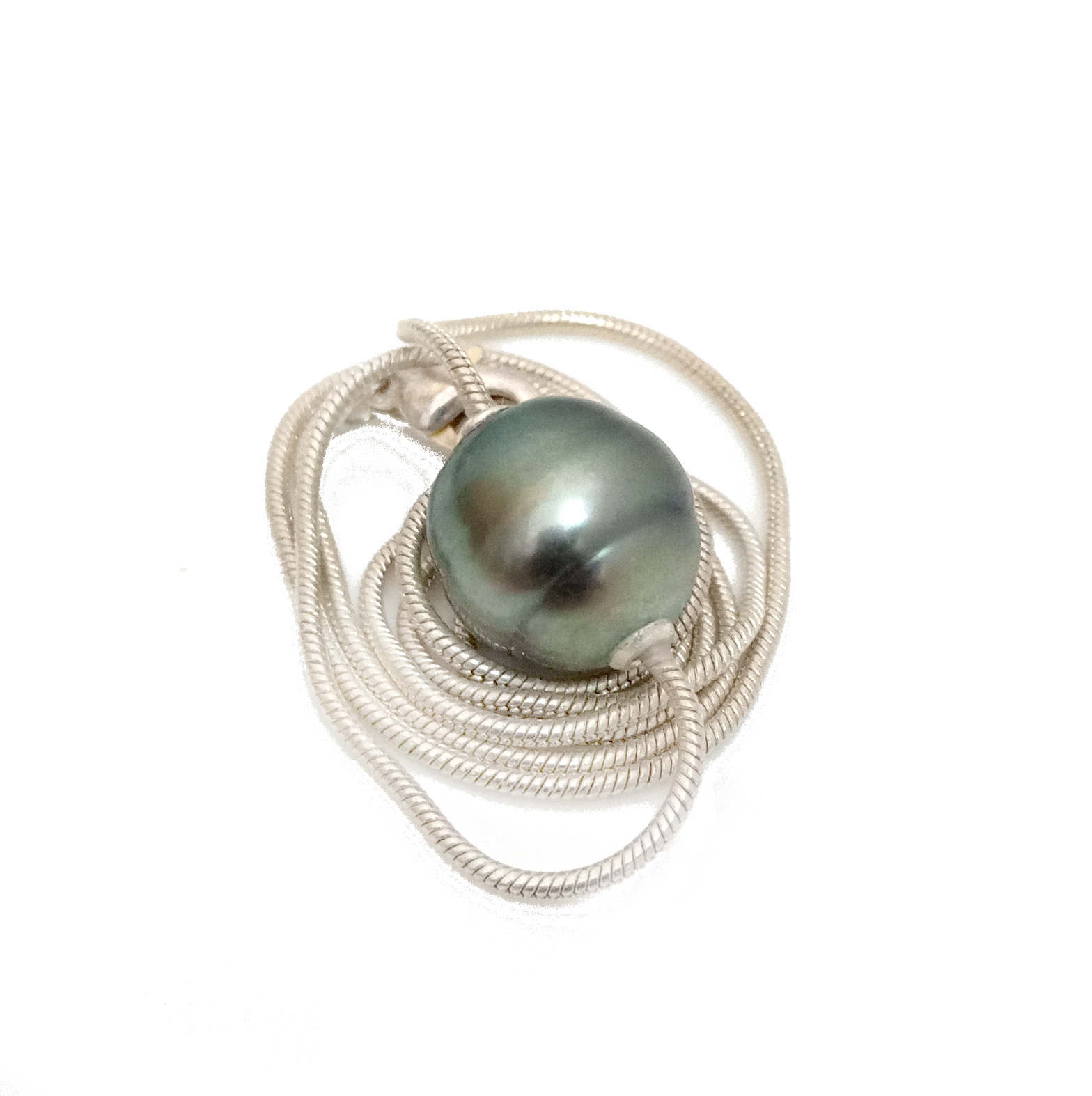 Silver Green Tahitian Solitaire Pearl